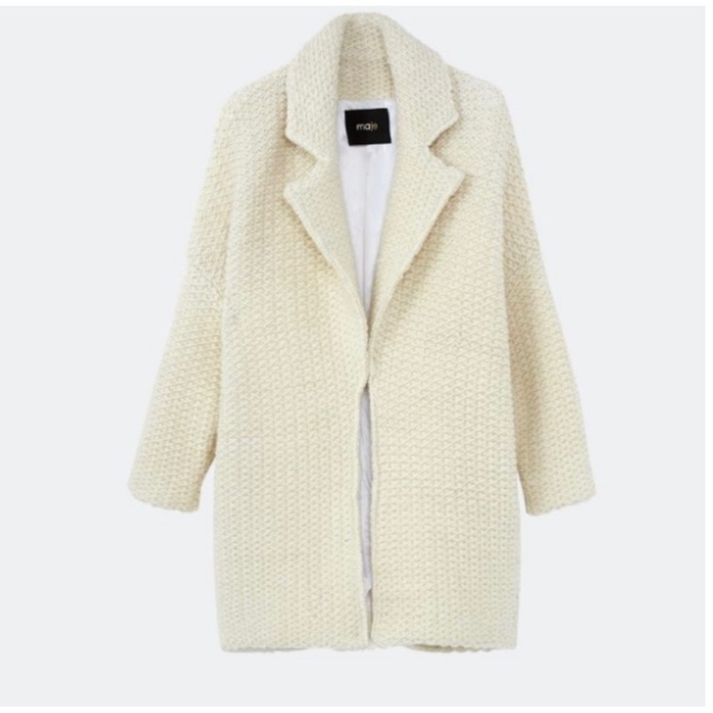 ❌SOLD❌Maje Magnum Ecru Knit Wool Cardigan Coat Cream Knitted Cozy Casual - Picture 7 of 9